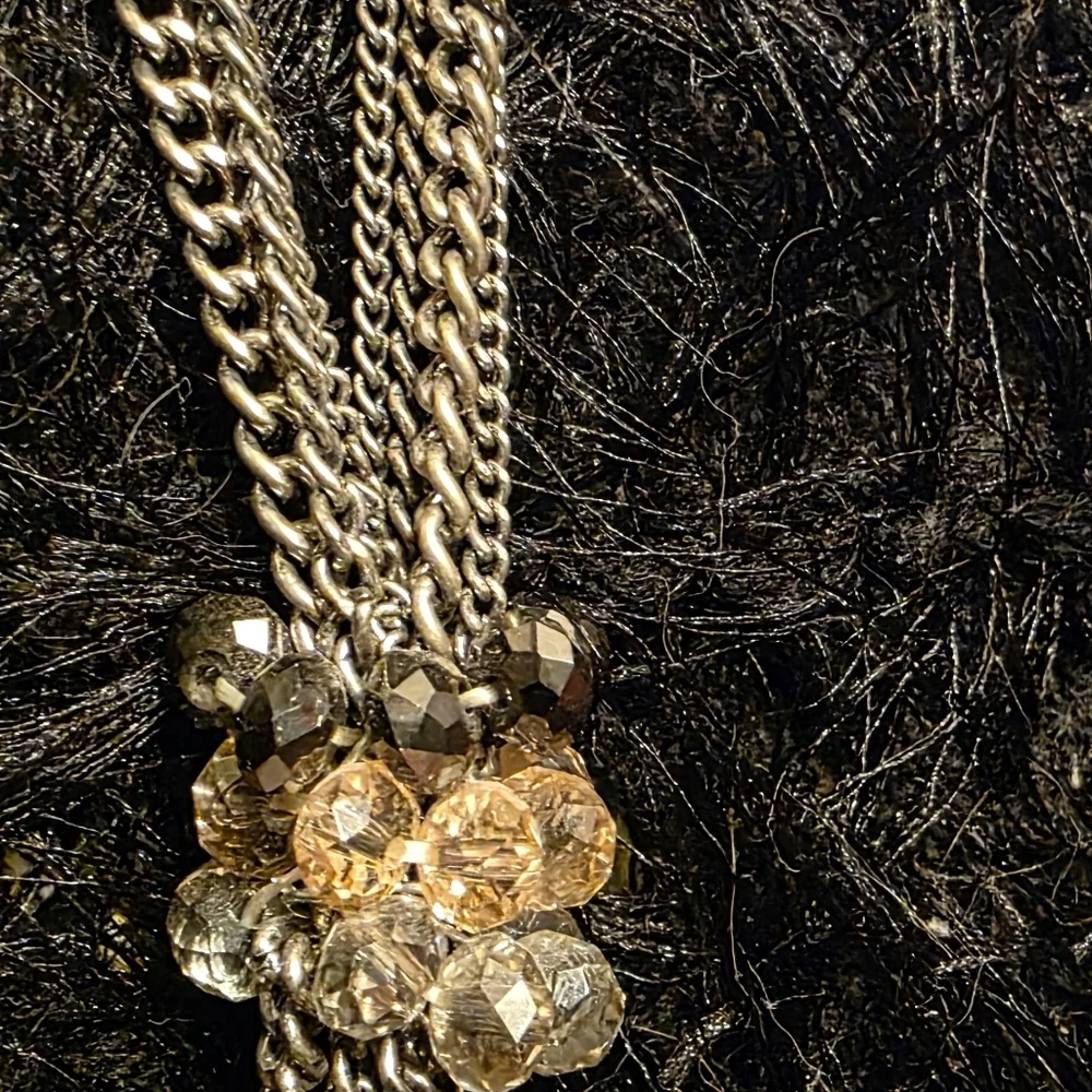 Long Silver Link Chain Necklace – Y2K Retro Beaded Statement Piece